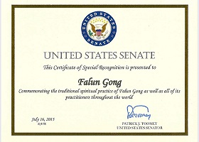 Image for article Des législateurs américains envoient des lettres de soutien pour les 16 années de résistance pacifique du Falun Gong