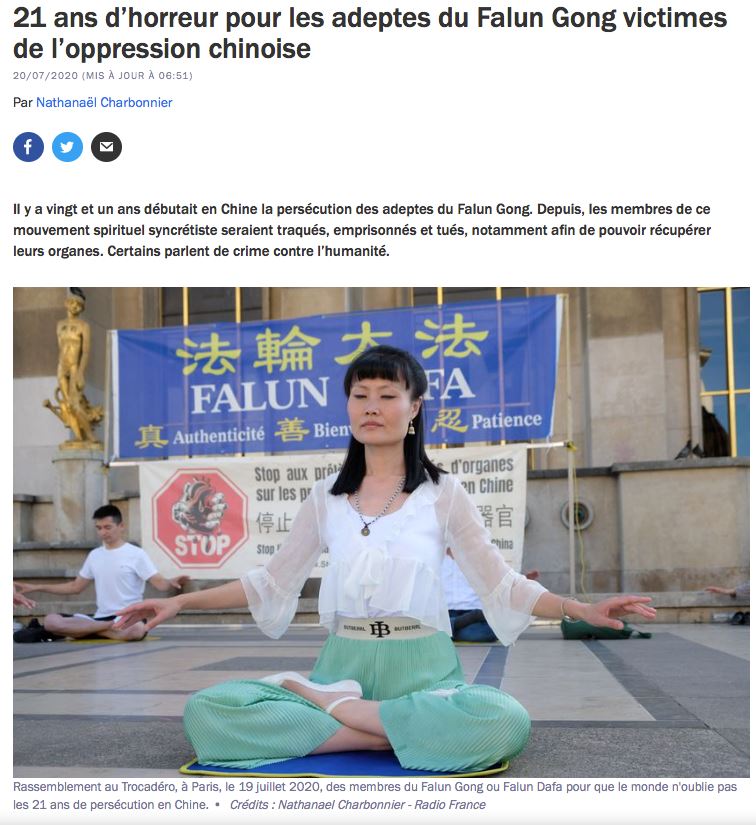 Image for article Radio France Culture : Reportage sur les 21 ans de persécution du Falun Gong