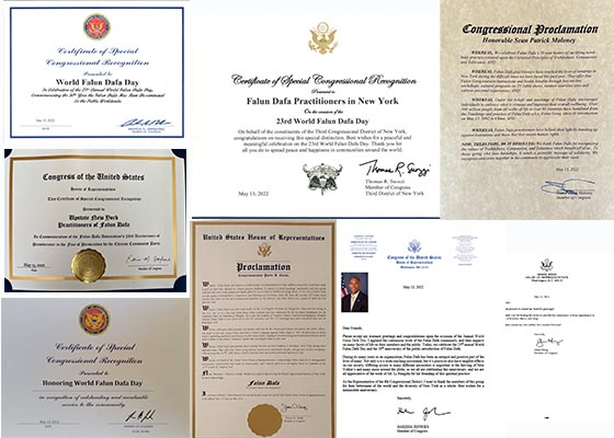 Image for article New York : Huit membres du Congrès émettent des certificats ou des proclamations pour célébrer la Journée du Falun Dafa