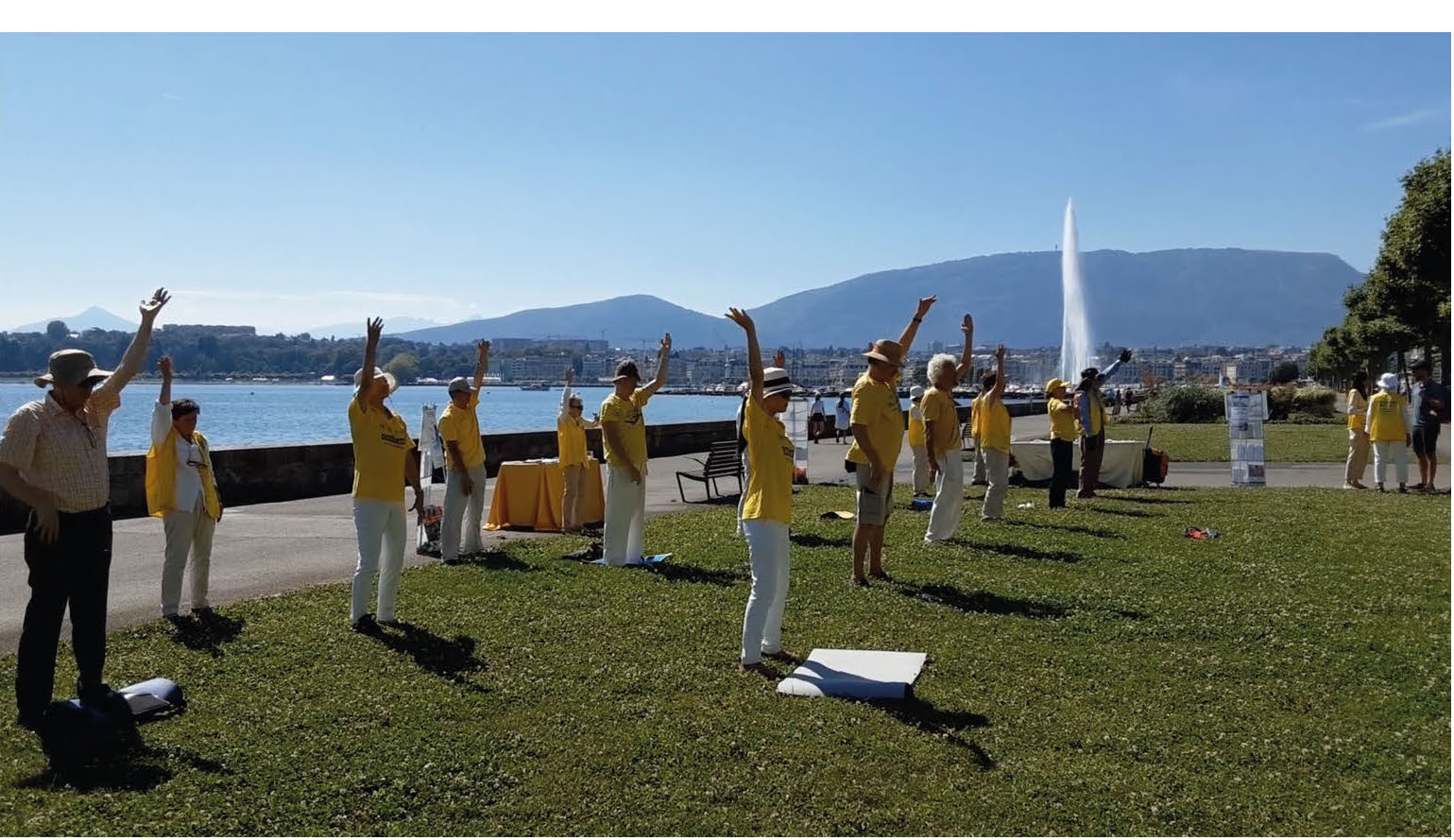 Image for article Suisse : Les pratiquants se réunissent devant le siège du Haut-Commissariat des droits de l’homme à Genève, avec le soutien d’élus locaux