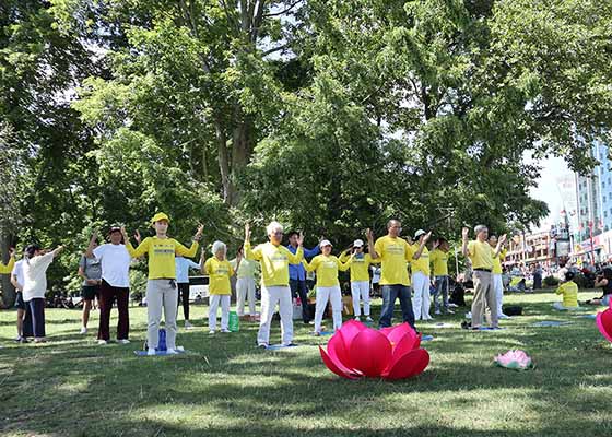 Image for article Aux chutes du Niagara, des touristes du monde entier découvrent le Falun Dafa