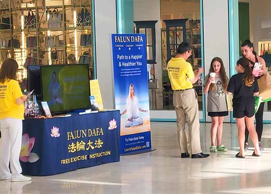 Image for article Long Island, New York : Des pratiquants présentent le Falun Dafa dans un centre commercial