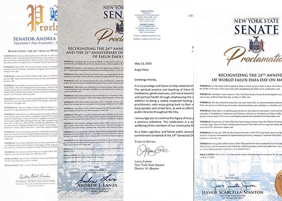 Image for article New York, États-Unis : Quatre sénateurs de l’État publient des proclamations ou des lettres de félicitations à l’occasion de la Journée mondiale du Falun Dafa