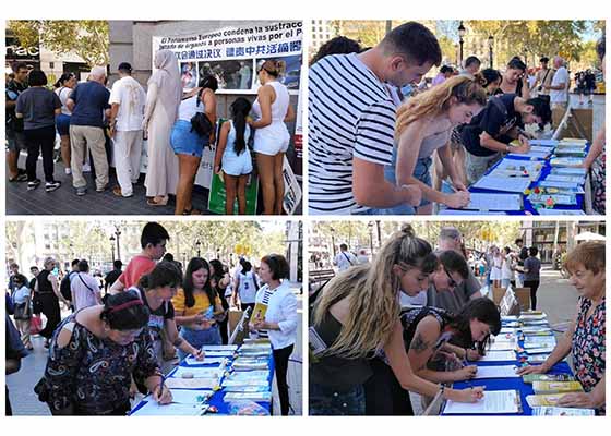 Image for article Barcelone, Espagne : Des gens signent une pétition demandant la fin de la persécution du Falun Gong