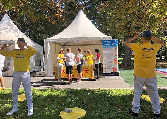 Image for article Autriche : Présentation du Falun Dafa aux participants de la Journée des Sports