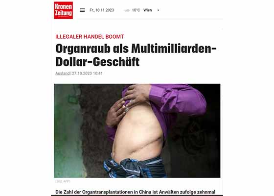 Image for article Autriche : Reportage sur les prélèvements d’organes : « Ne devenez pas les complices du régime communiste chinois »