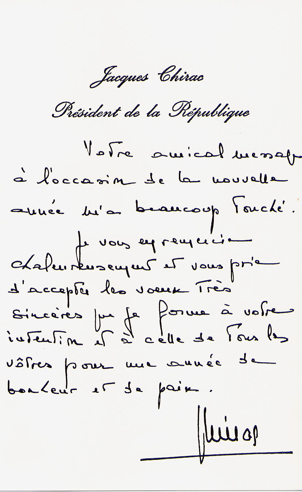 Image for article Le Président français souhaite une année de bonheur et de paix pour les élèves de Falun Gong