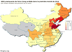 Image for article Rapport de Minghui : un aperçu de la persécution du Falun Gong au premier trimestre 2016 (1re partie de 2) – 4892 personnes ont été arrêtées, 1939 harcelées et 5 sont décédées 