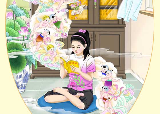 Image for article [Célébrer la Journée mondiale du Falun Dafa] Peinture : Retourner à son origine première, à son authenticité première – une jeune pratiquante de Dafa