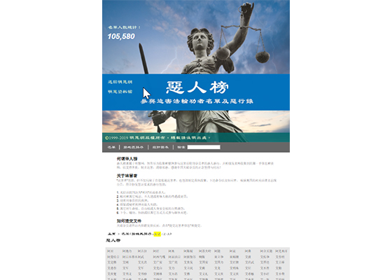 Image for article Minghui.org inaugure une liste de 105 580 responsables de persécution envers le Falun Gong