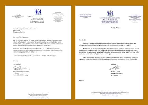 Image for article Delaware : Les législateurs de l’État publient des lettres de vœux pour souligner la Journée mondiale du Falun Dafa