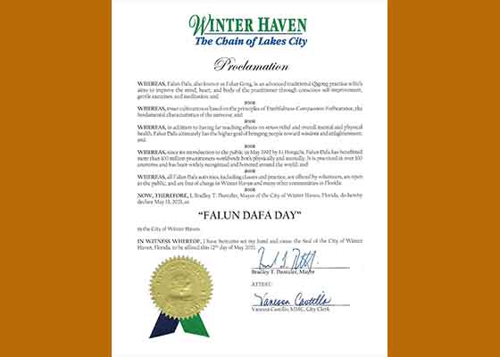 Image for article Floride : Proclamation de la Journée du Falun Dafa par la ville de Winter Haven