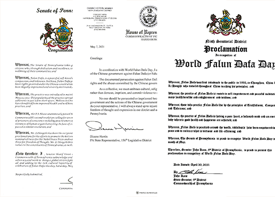 Image for article Pennsylvanie : Les législateurs de l'État félicitent pour la Journée mondiale du Falun Dafa