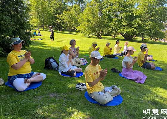 Image for article Le Falun Gong dans un parc de Göteborg, en Suède, le jour de la fête nationale