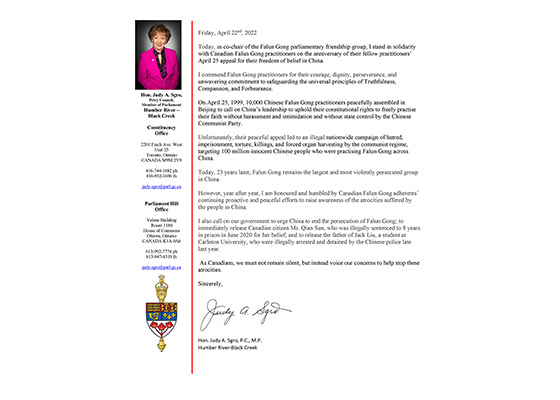 Image for article Ottawa, Canada : Une députée du Parlement salue l’Appel pacifique du 25 avril