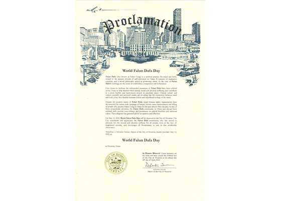 Image for article Texas : Le maire de Houston proclame la Journée du Falun Dafa