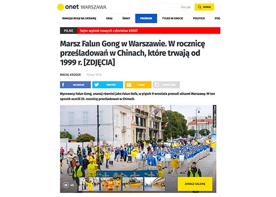 Image for article Pologne : Reportages des médias sur les défilés de Falun Gong à Varsovie