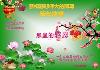 Image for article Les pratiquants de Falun Dafa de plusieurs régions du Canada souhaitent respectueusement une bonne année à Maître Li Hongzhi !