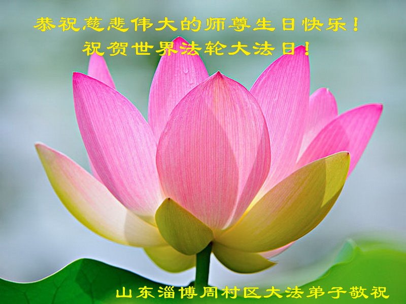 Image for article Les pratiquants de Falun Dafa de la province du Shandong célèbrent la Journée mondiale du Falun Dafa et souhaitent respectueusement à Maître Li Hongzhi un joyeux anniversaire ! (26 vœux)