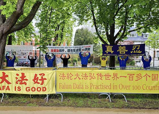 Image for article Belgique : Un rassemblement devant l’ambassade de Chine commémore l’Appel du 25 avril