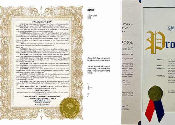 Image for article New York, É-U : Des dirigeants de comté émettent des proclamations pour la Journée mondiale du Falun Dafa