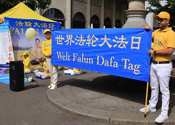 Image for article Zurich, Suisse : Les pratiquants partagent la joie de la Journée mondiale du Falun Dafa