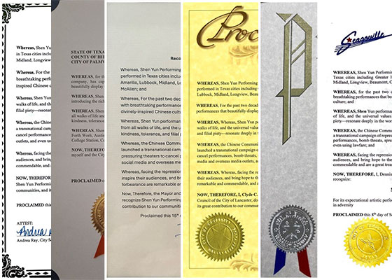 Image for article Texas, États-Unis : Six villes publient des proclamations faisant l’éloge de Shen Yun Performing Arts