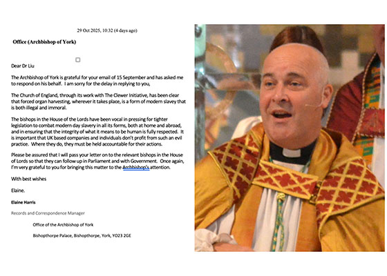 Image for article L’archevêque d’York : Le prélèvement forcé d’organes est à la fois illégal et immoral