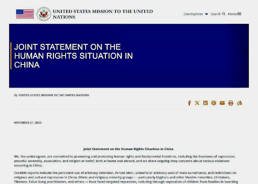 Image for article Déclaration commune publiée par 15 membres des Nations Unies s’opposant aux violations des droits de l’homme commises par le PCC