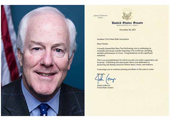 Image for article Un sénateur américain félicite Shen Yun Performing Arts pour son 20<SUP>e</SUP> anniversaire