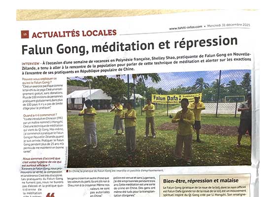 Image for article Tahiti : Les Tahitiens découvrent le Falun Dafa, le plus grand média local interviewe des pratiquants