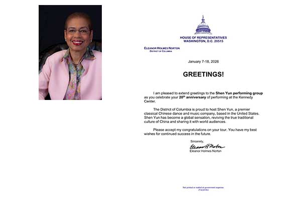 Image for article Une membre du Congrès américain félicite Shen Yun