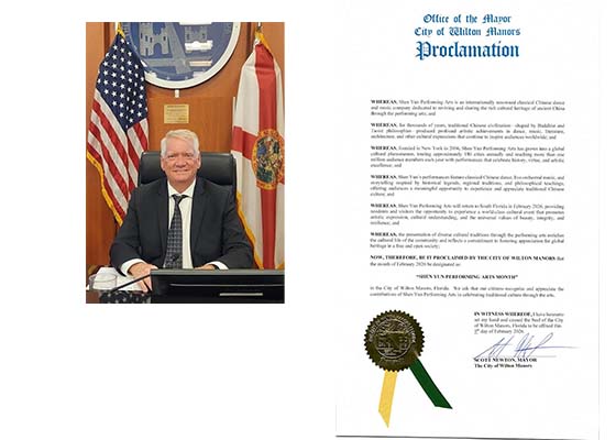 Image for article Floride : Le maire de Wilton Manors proclame février comme le mois des arts du spectacle Shen Yun