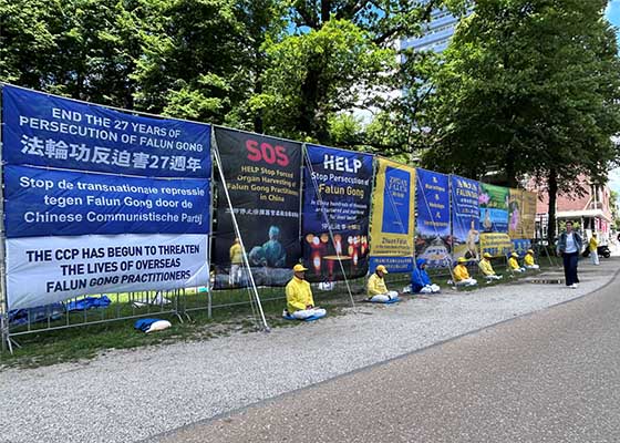 Image for article Des pratiquants ont organisé des activités devant la Chambre des représentants néerlandaise et ont attiré l’attention sur la persécution